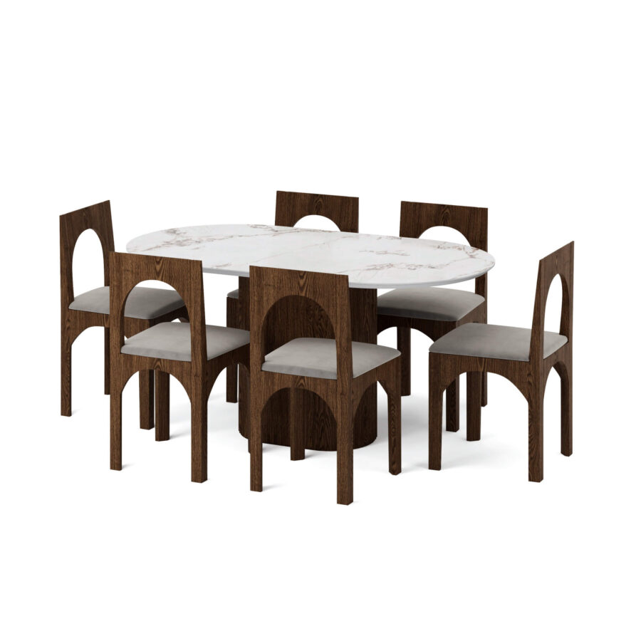 Стул Арм - Коричневый дуб/ серо-бежевый