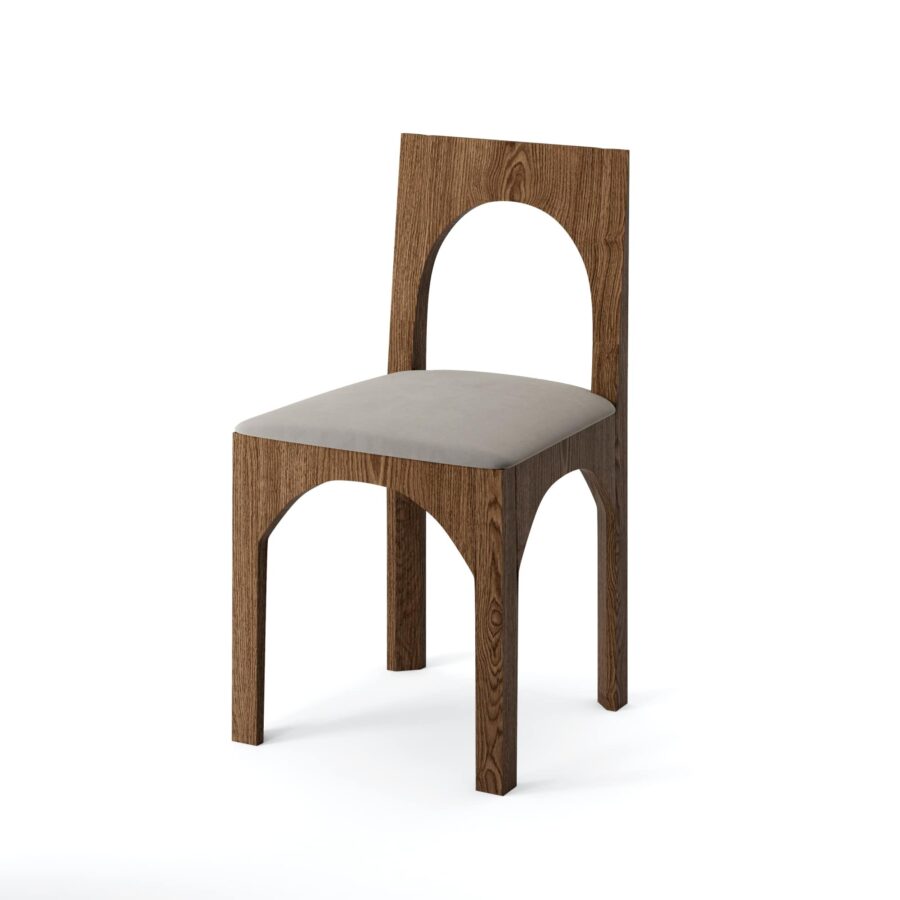 Стул Арм - Коричневый дуб/ серо-бежевый