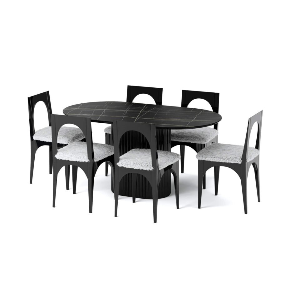 Стул Ценг - Черный глянец/белый